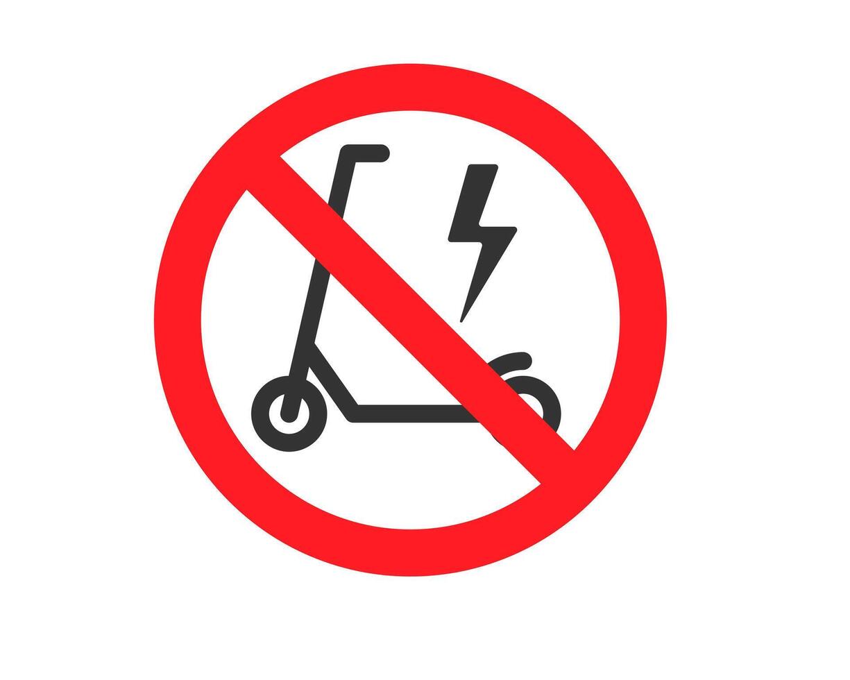 No electric scooter or bike traffic icon sign. illustration isolated on white background. vector