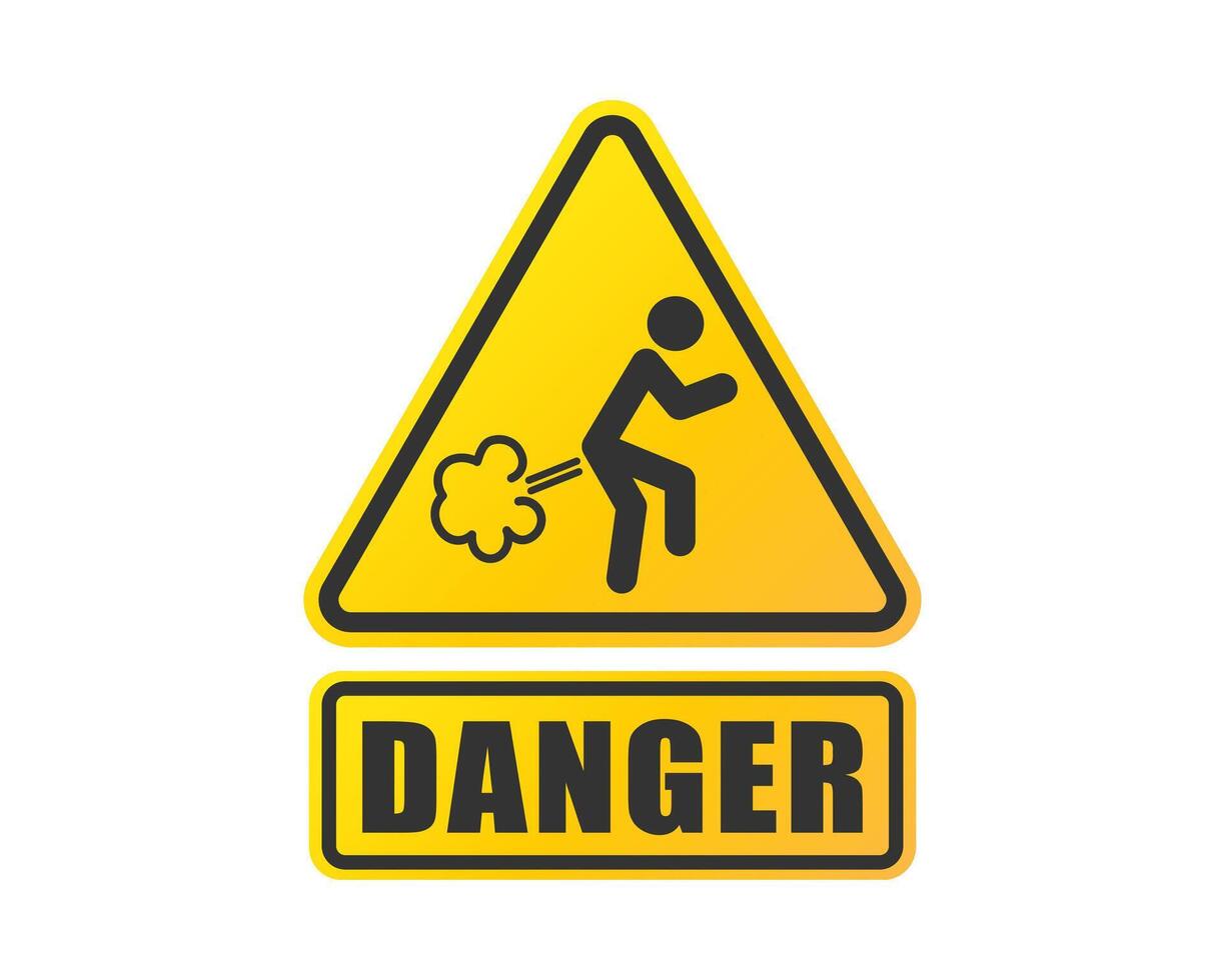 Danger farting zone icon symbol. Humor fart sign. vector
