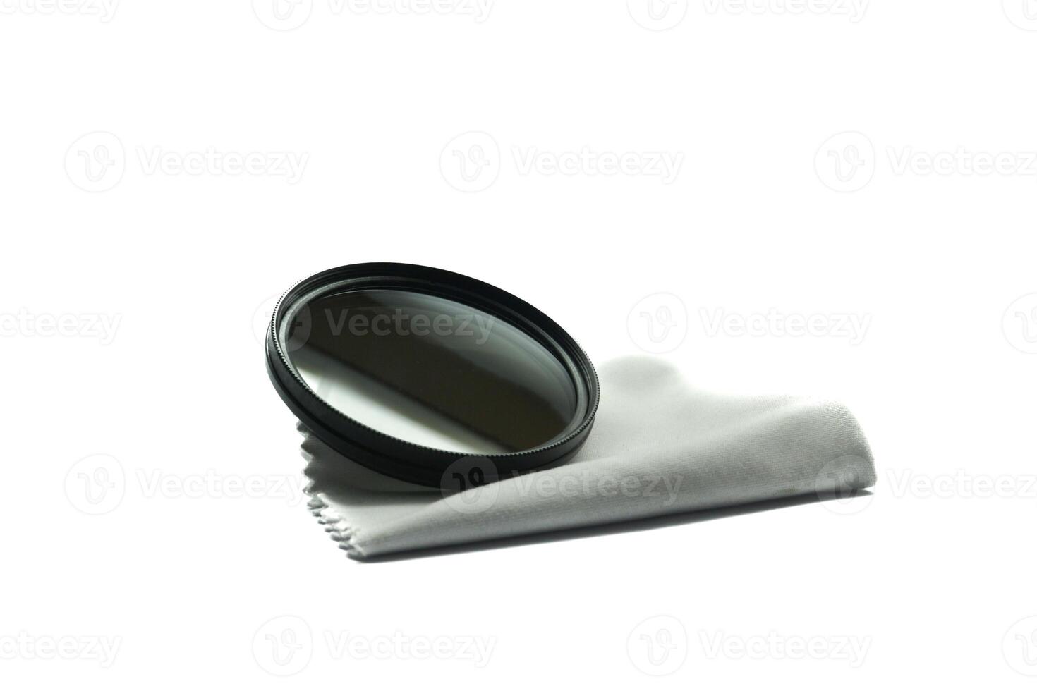 UV filter for camera lens on cleaning cloth photo