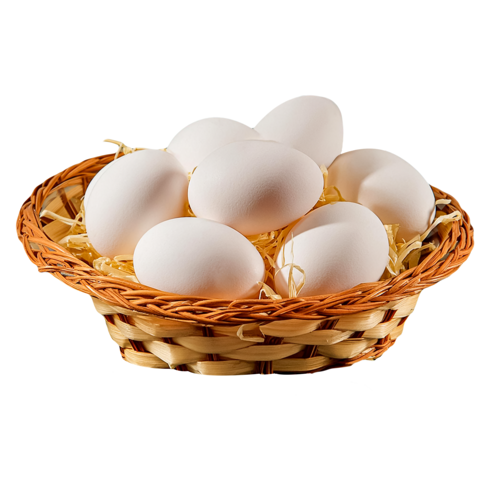 Chicken White Eggs in a basket png