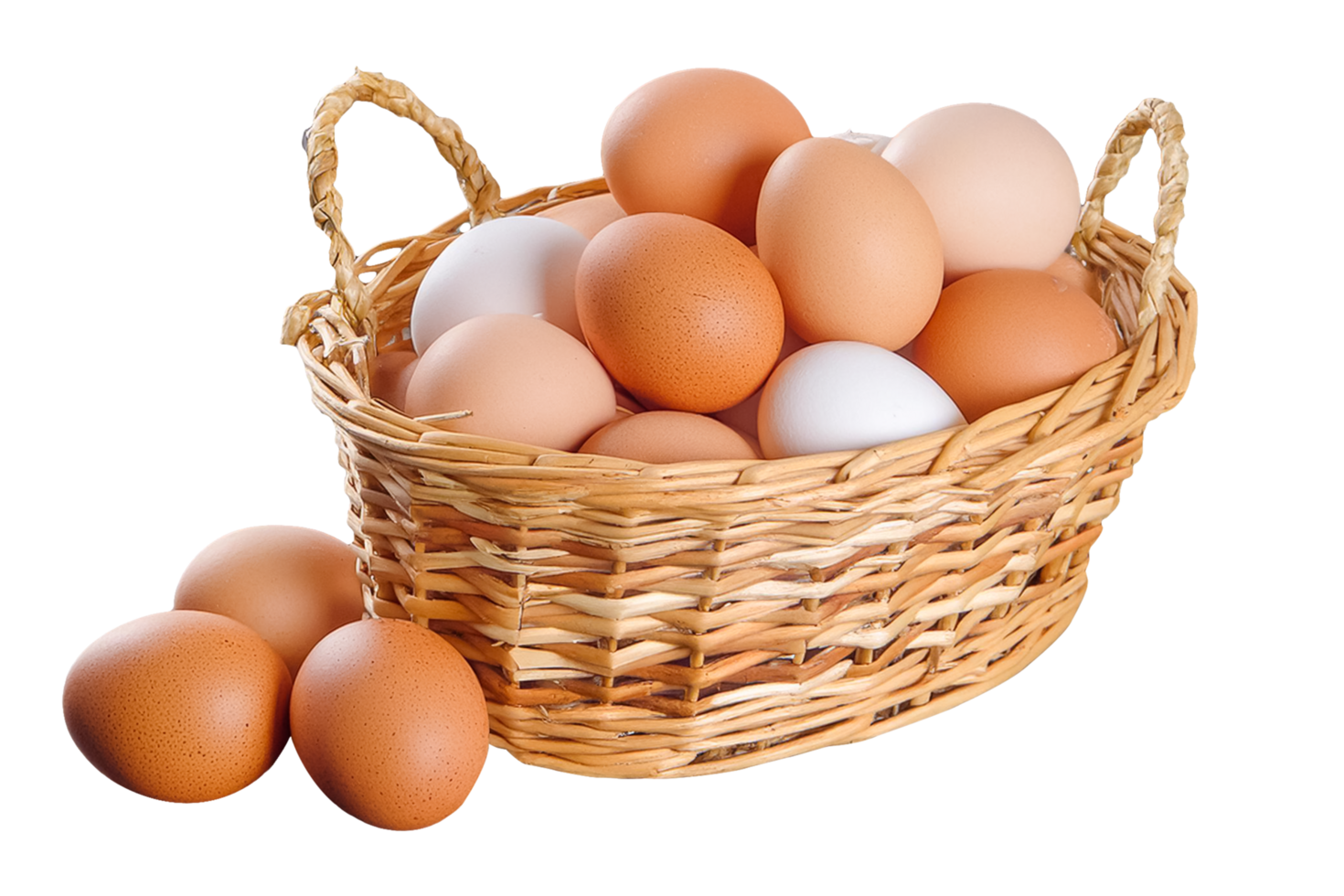 Chicken White and Red Eggs in a basket png