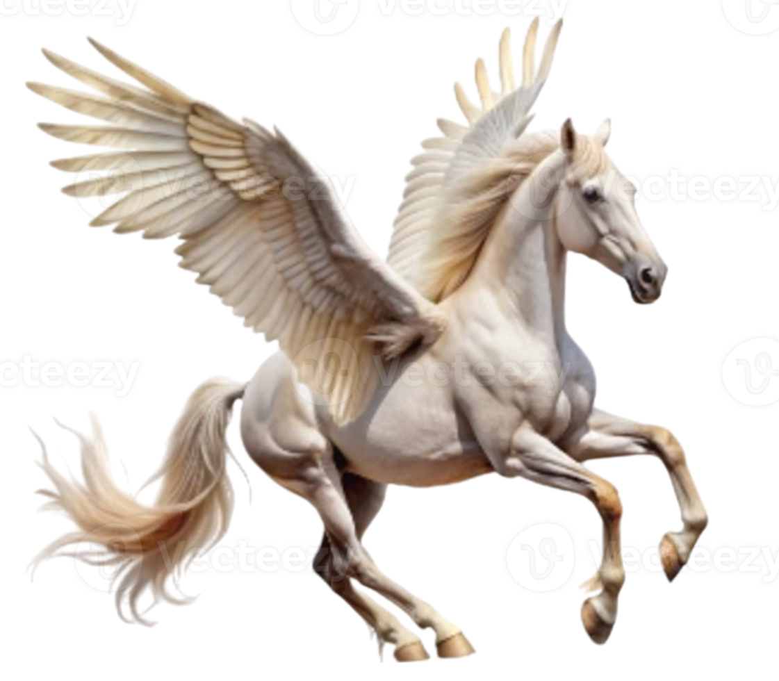 White pegasus horse flying with open wings png