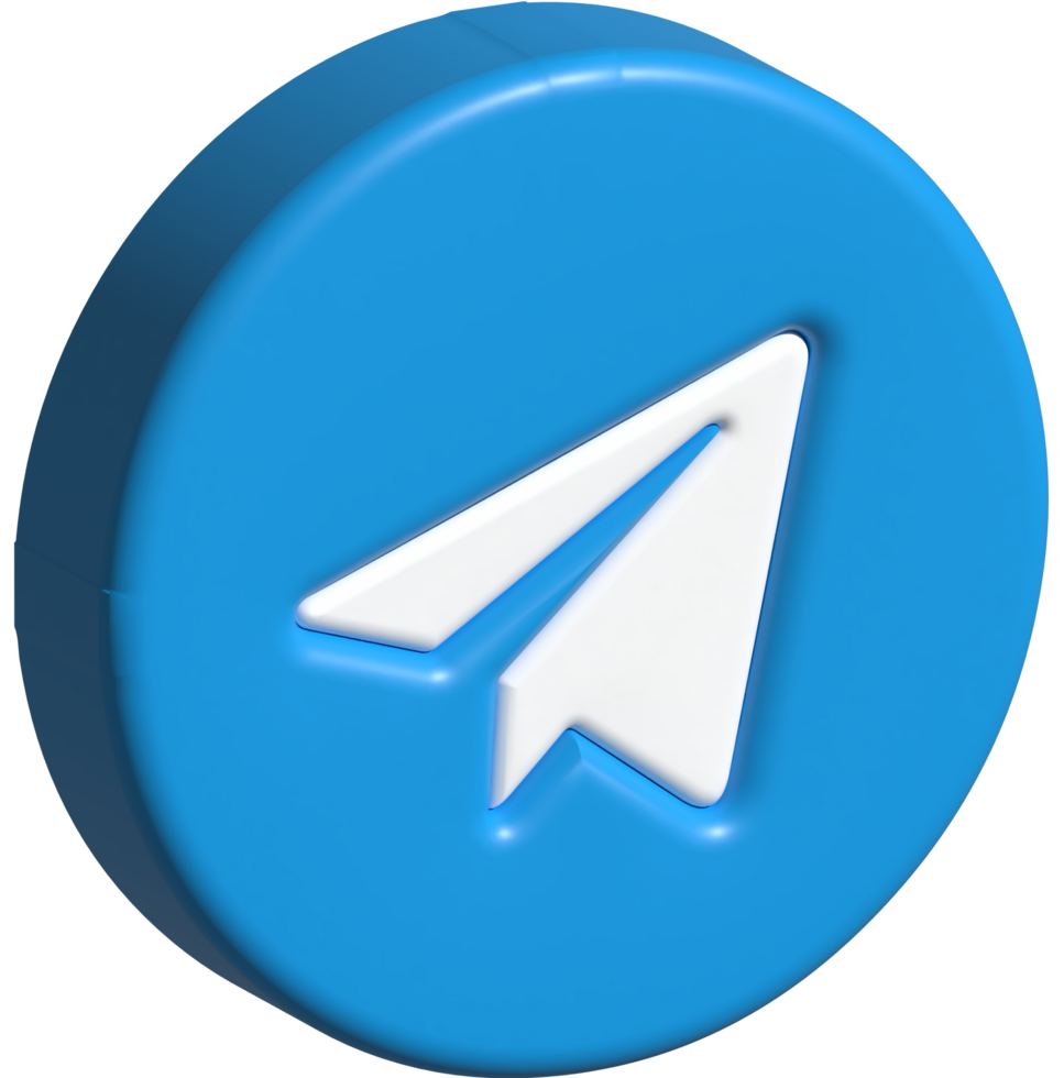 3D logo telegram with circle background png