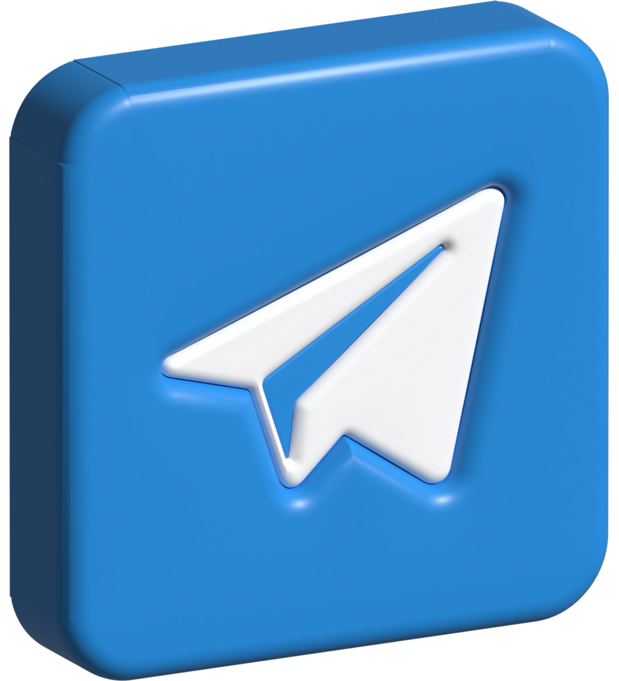 3D logo telegram with square background png