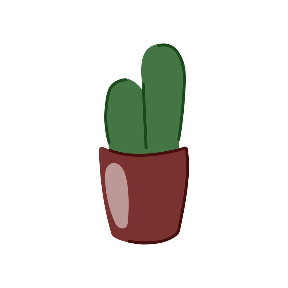 Cactus simple icon in flat style. House plant for home interior. illustration isolated on a white background. vector