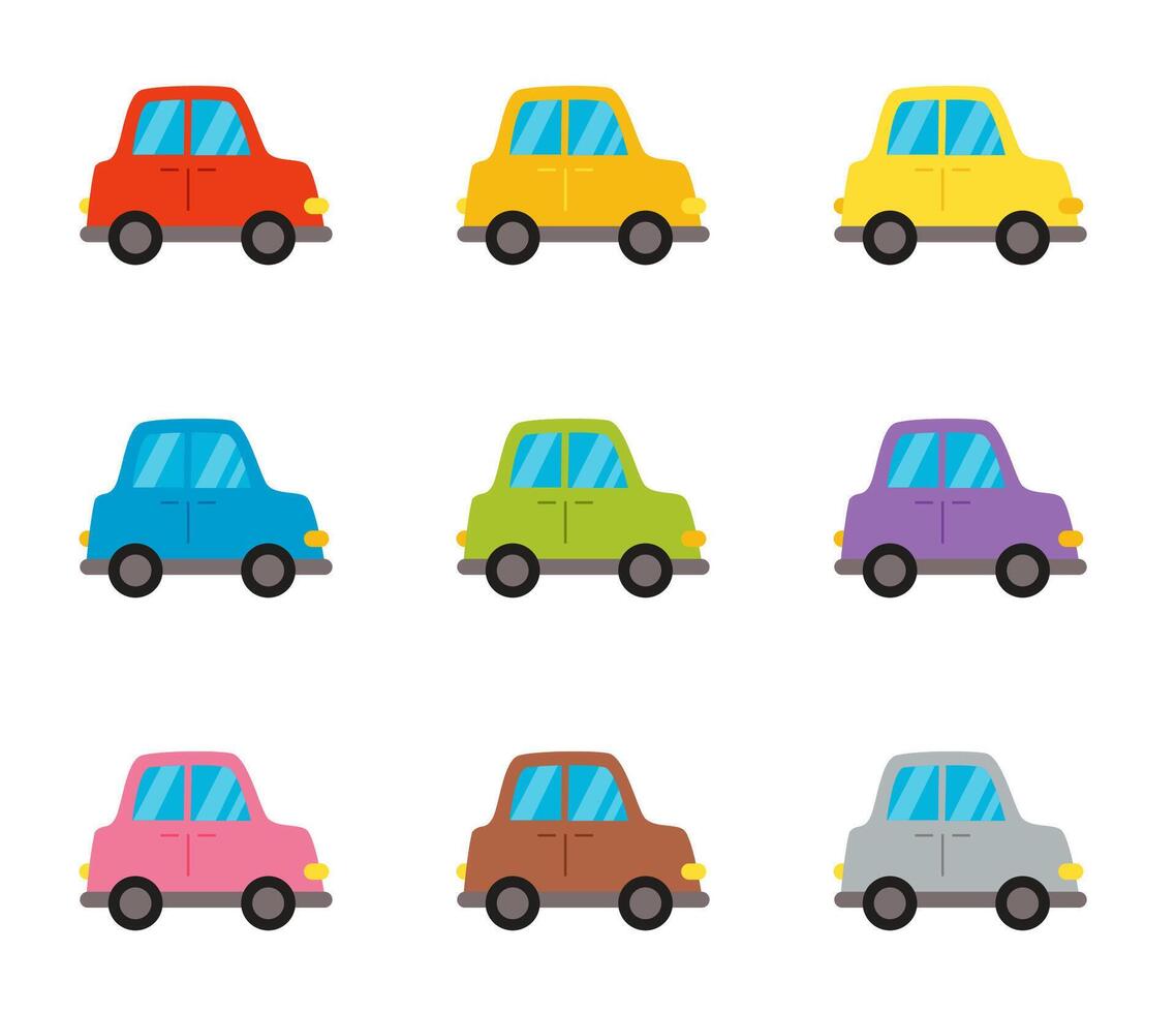 set of cartoon colourful cars. vector