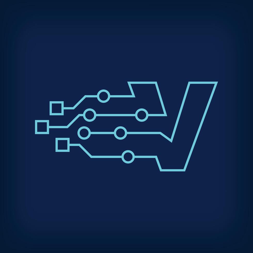 Digital LETTER V sign logo. Creative corporate technical, digital and connection logo template. vector