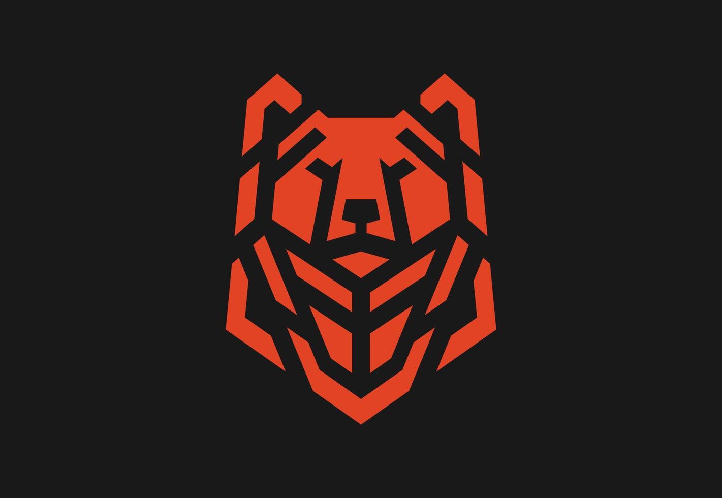 Geometric Bear Face Logo in Orange - Modern Minimalist Design vector