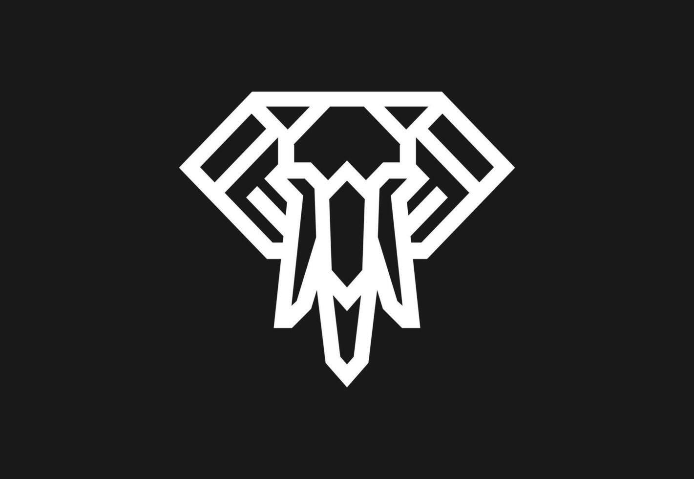 Abstract Geometric White Elephant Logo on Black Background vector
