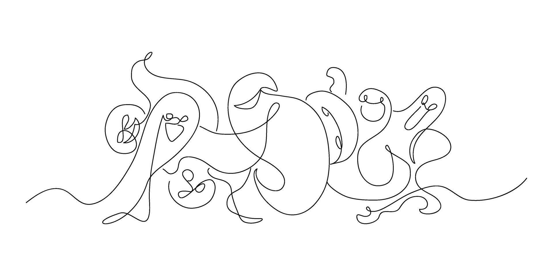 Company of funny ghosts drawn one line. Design for halloween day. Minimalist creative illustration. vector