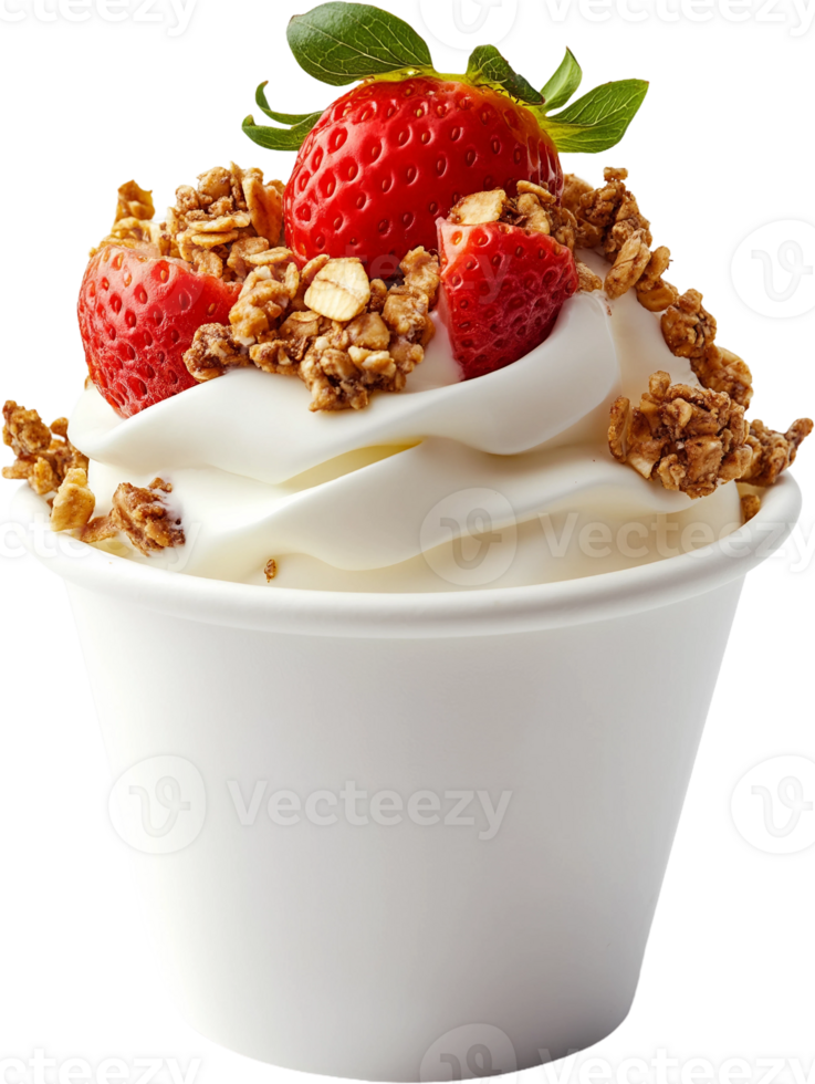strawberry yogurt with granola png