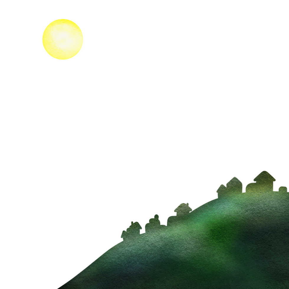 Village shadow illustration under the sun png
