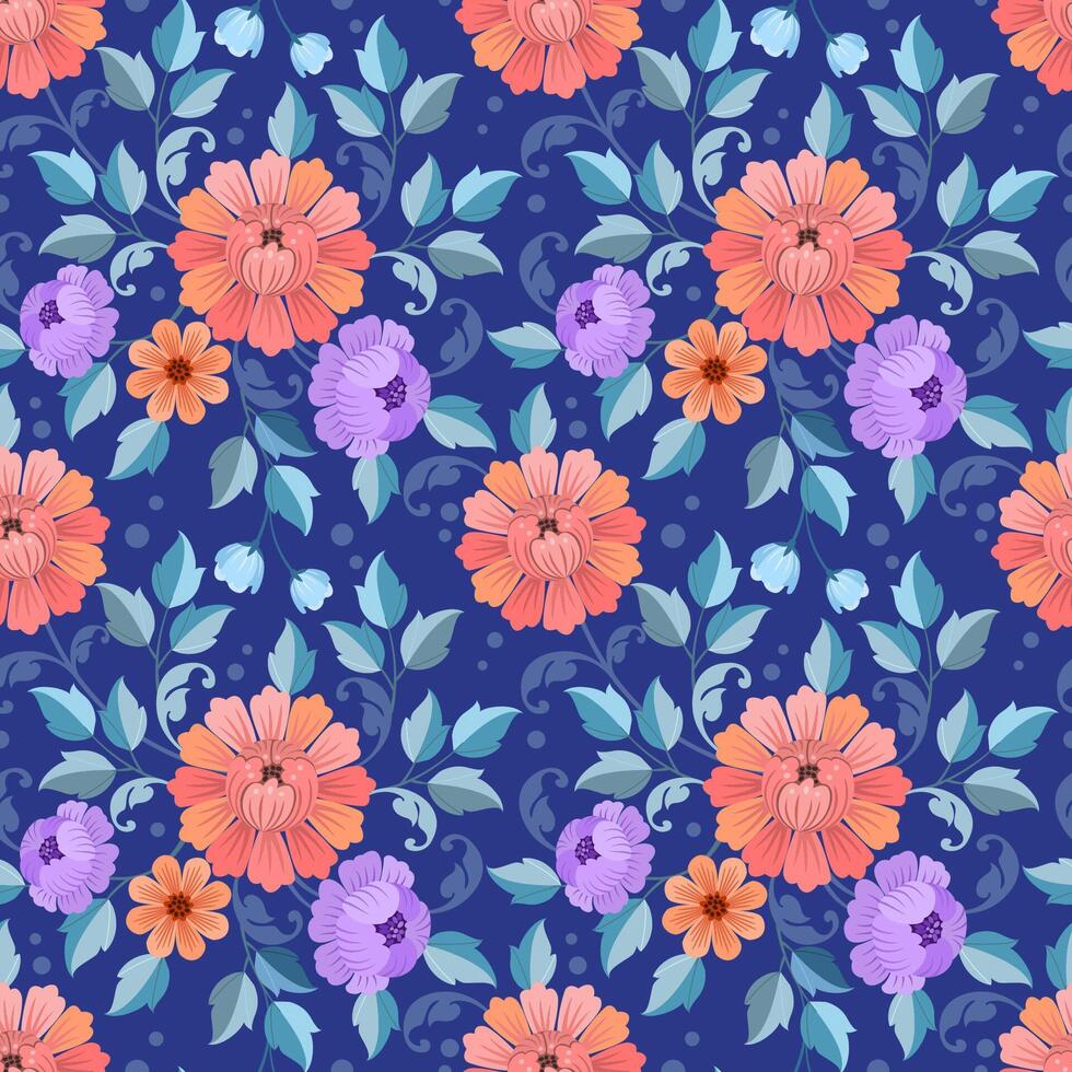 Beautiful flowers design seamless pattern. vector