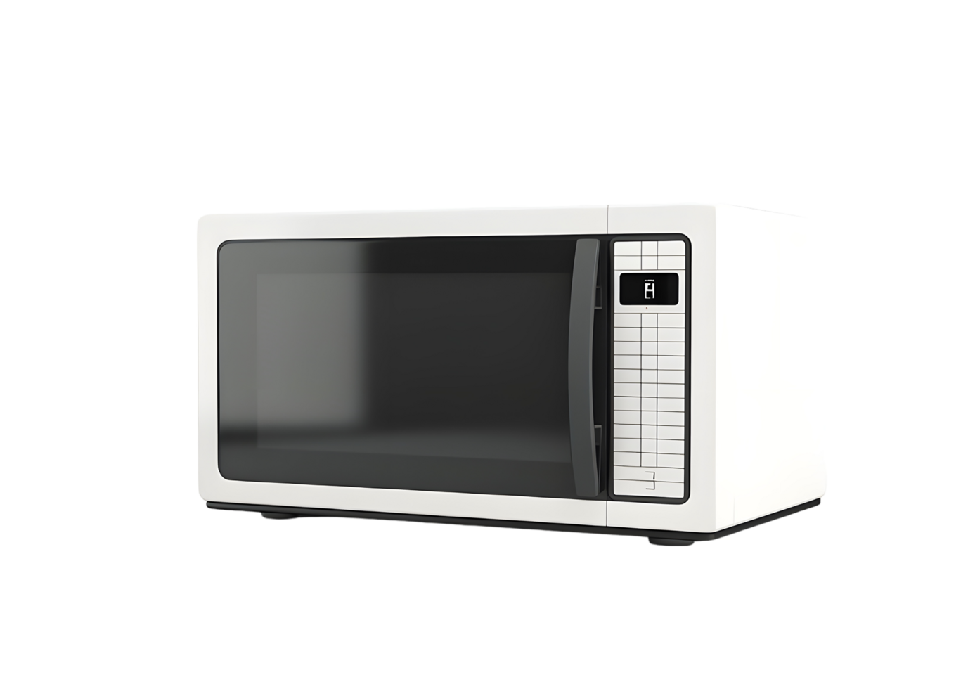Modern white microwave oven with black control panel. Isolated on transparent background png