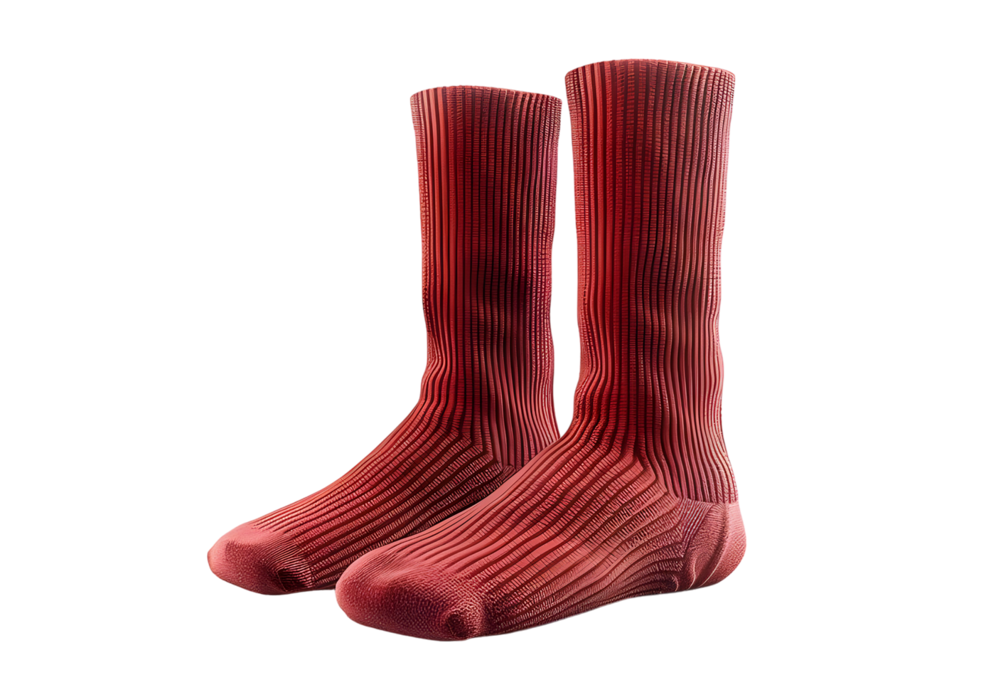 Pair of red socks. Isolated on transparent background png