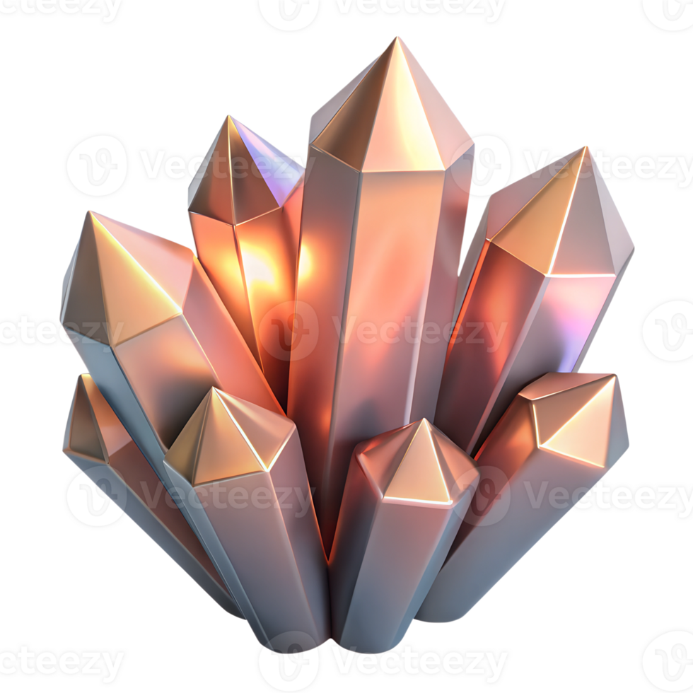 Gemstones crystals 3d illustrations. Precious stones mineral rocks png