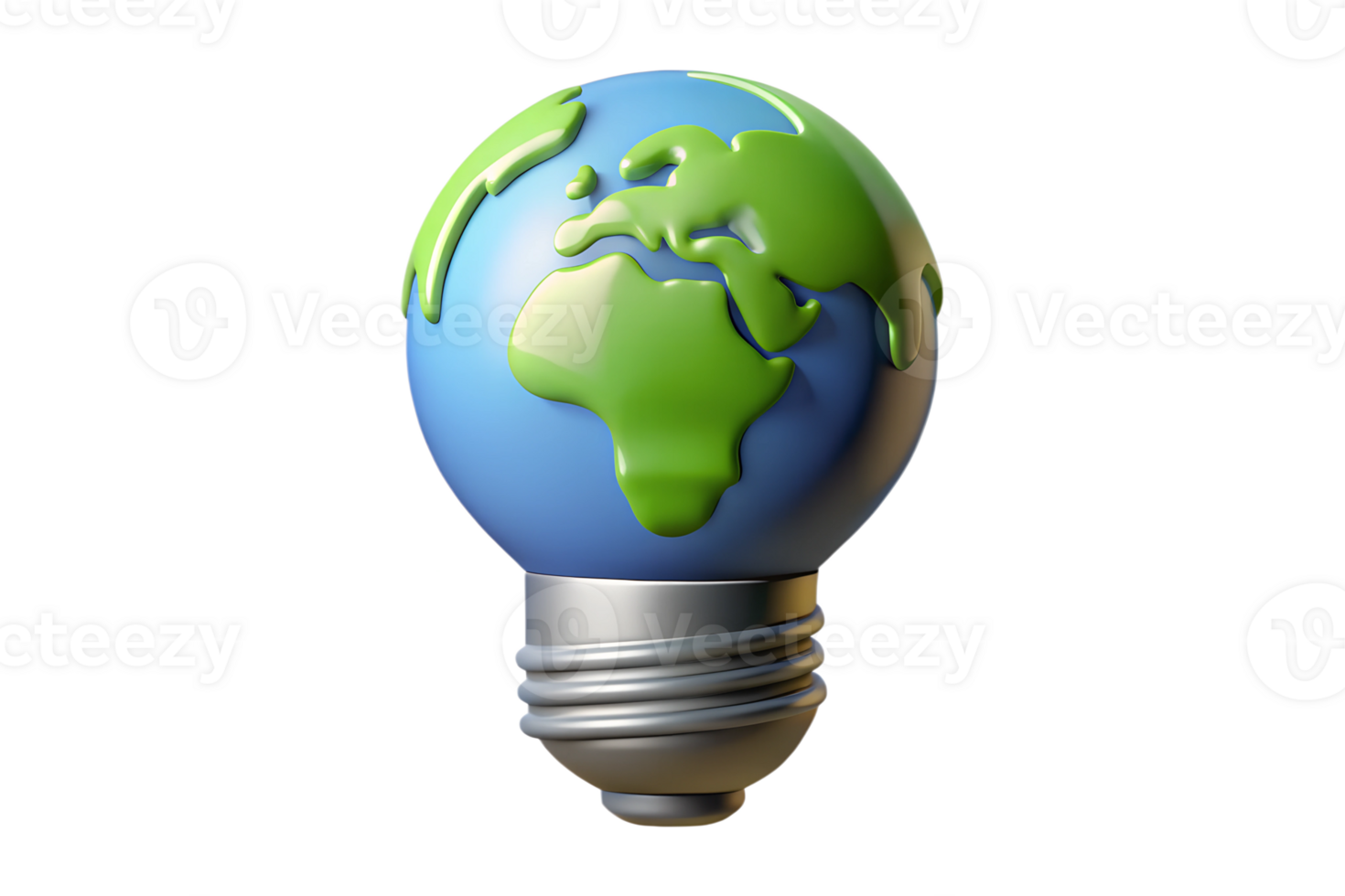 Light bulb with green earth planet. Ecology and renewable energy concept design png