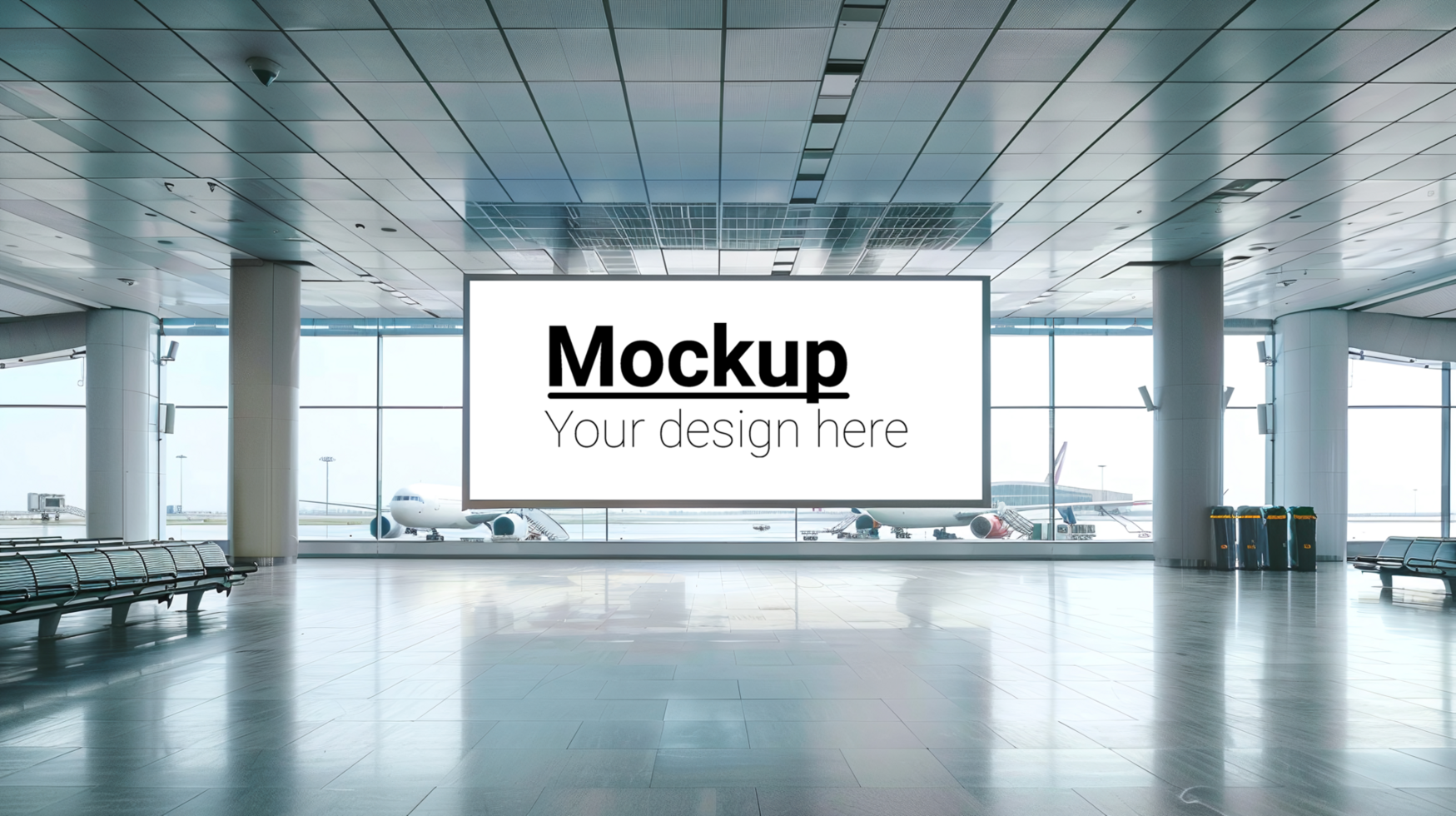Mockup of an airport terminal psd
