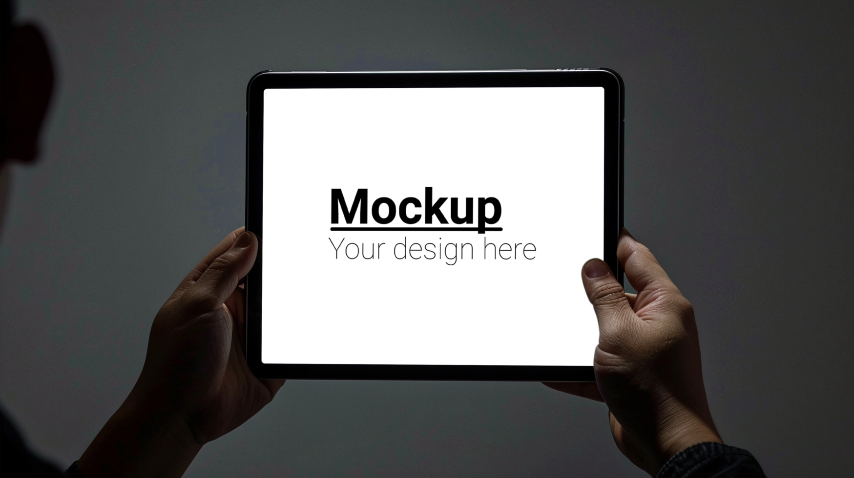 Man holding tablet mockup psd