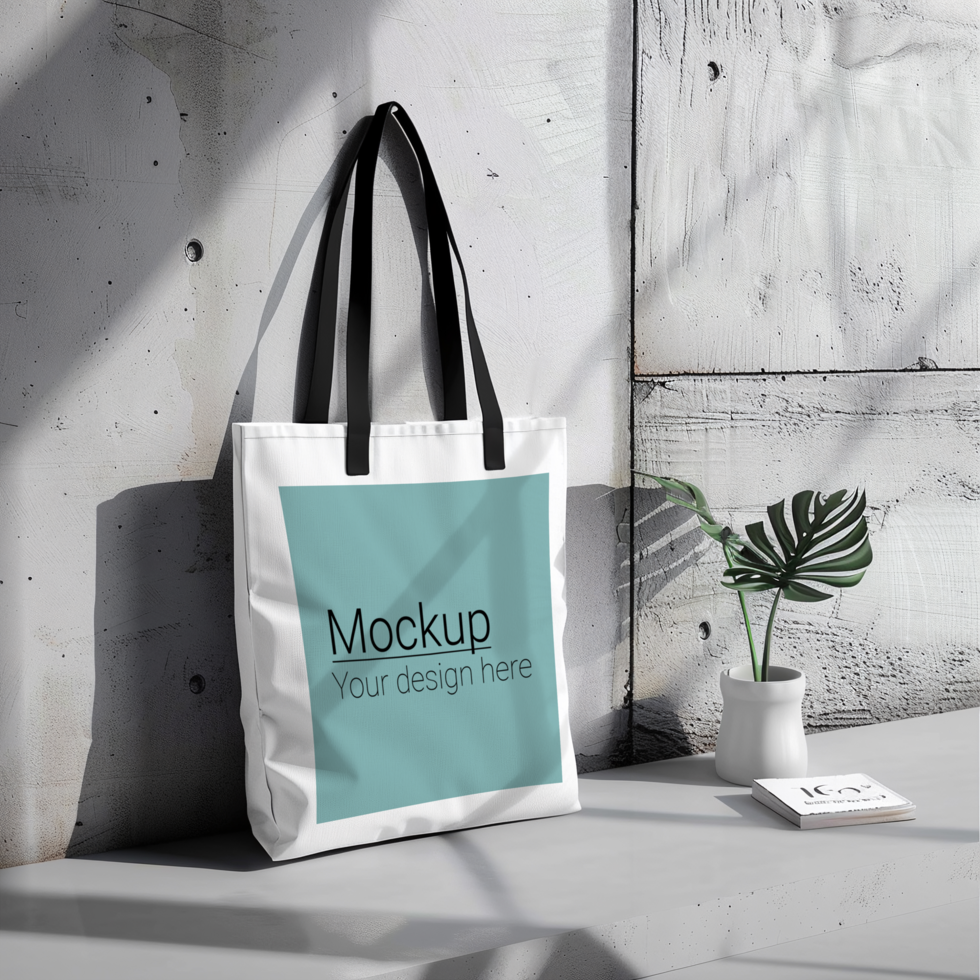 Tote bag mockup on a table psd
