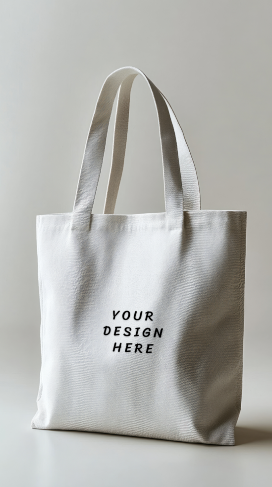 White canvas tote bag mockup on light background psd