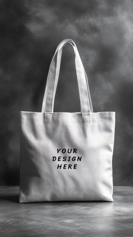 White tote bag mockup with grey background psd
