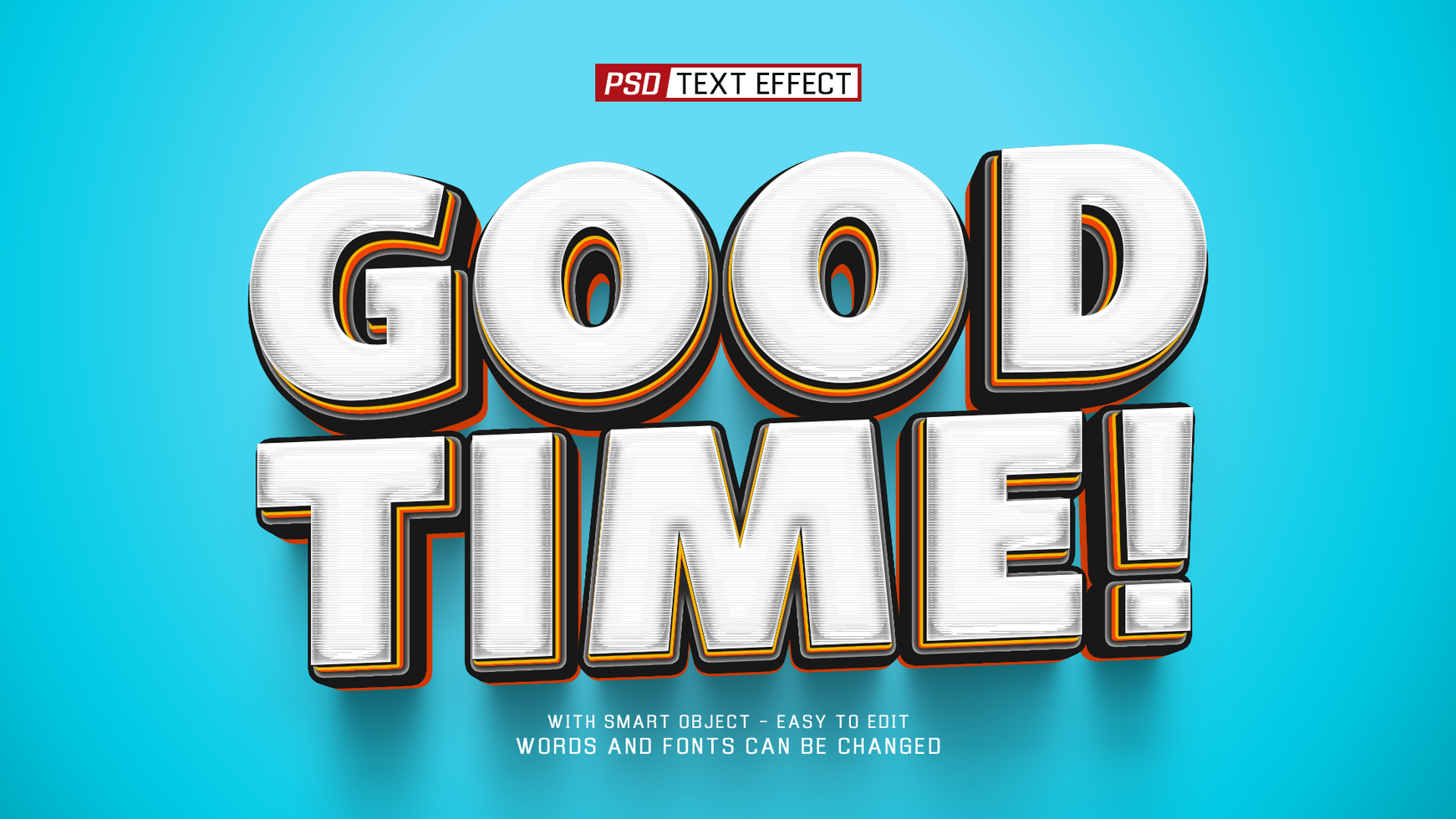 good time 3d text effect psd