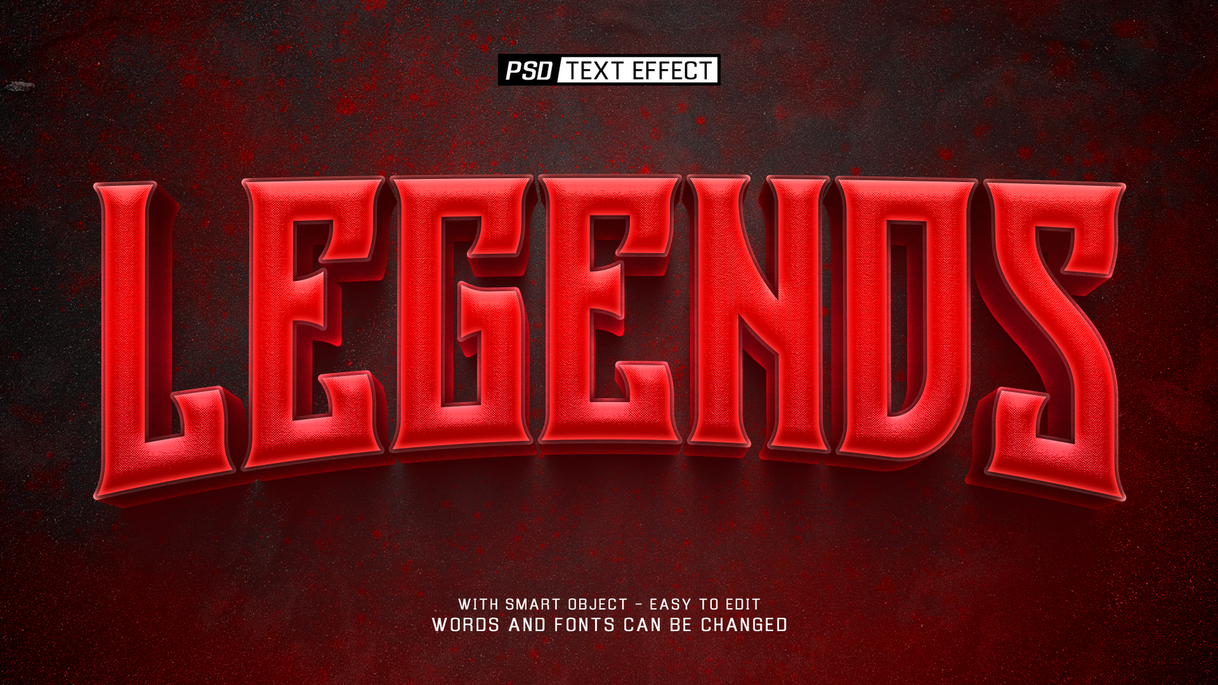 legends 3d text effect psd