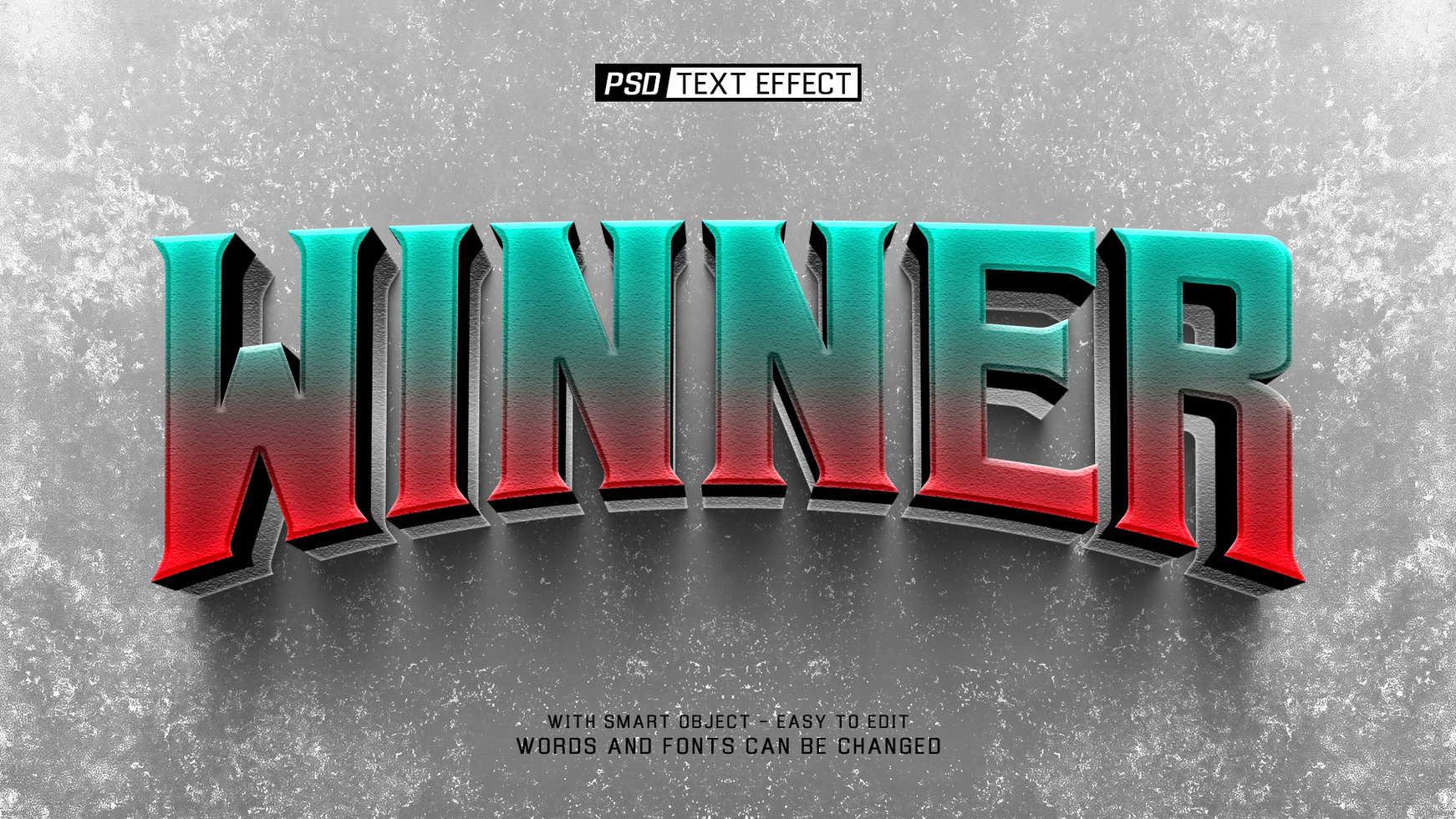 winner 3d text effect psd