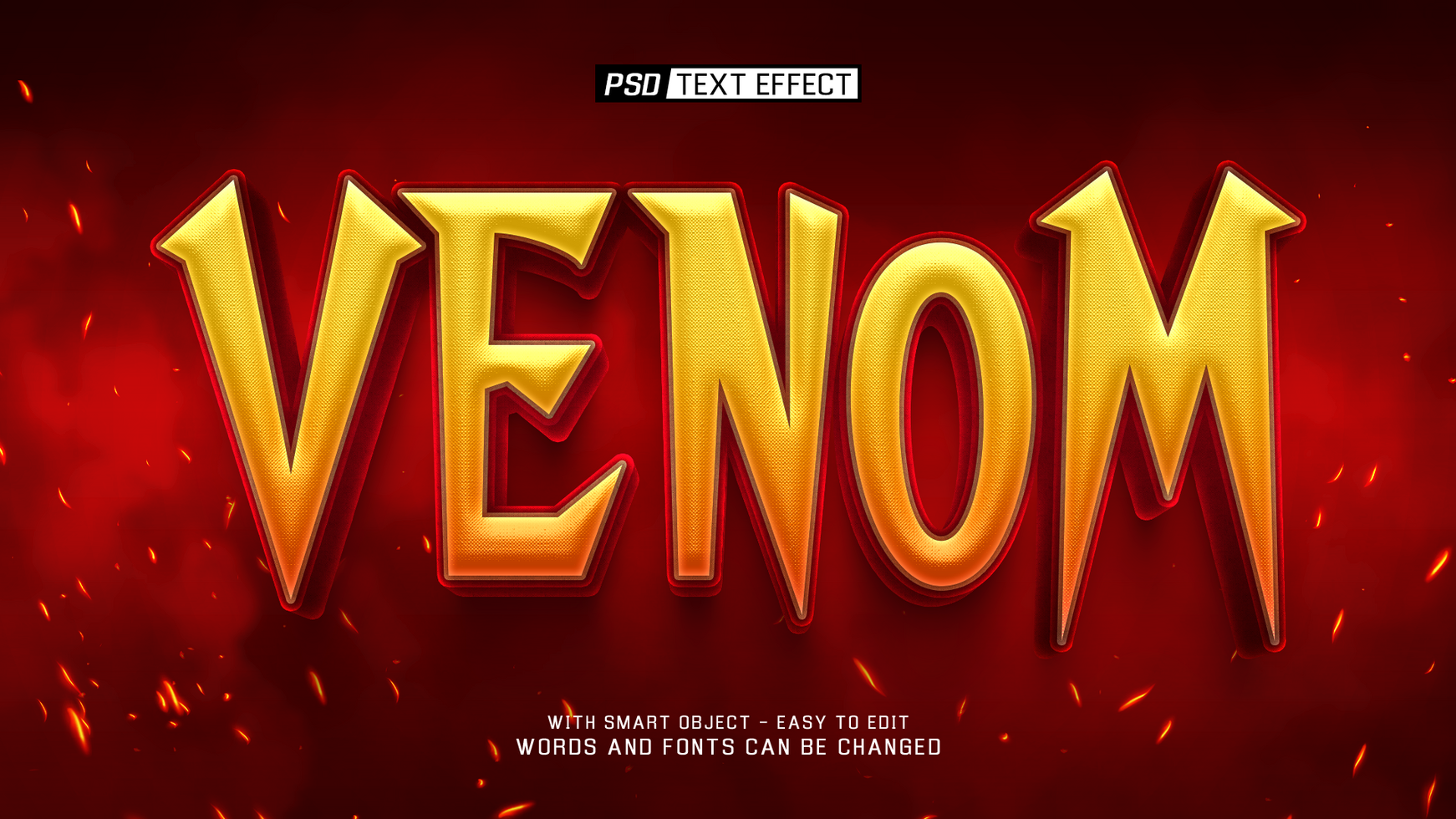 venom 3d text effect psd