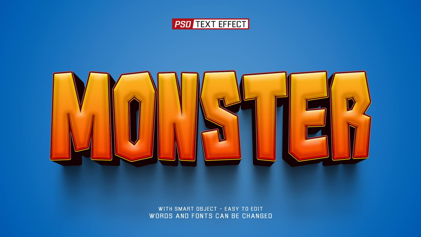 monster 3d text effect psd