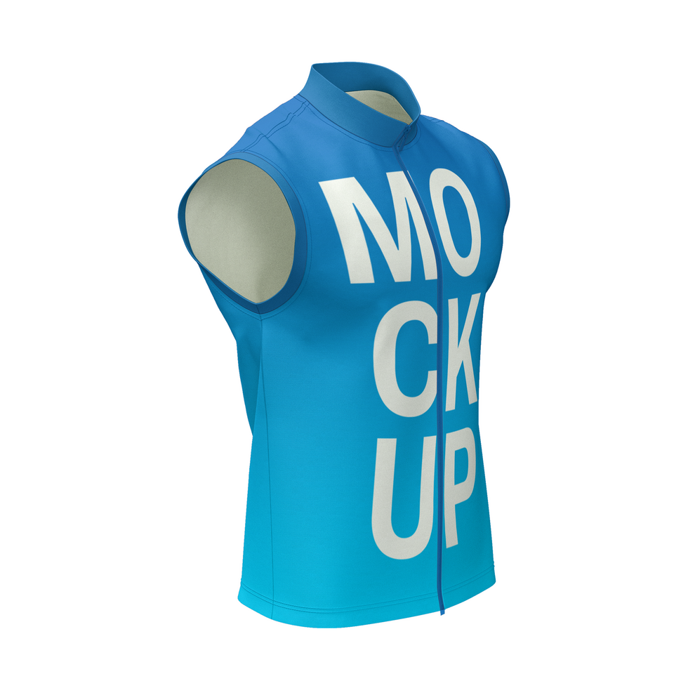 turtle neck sleeveless vest full zip jersey tshirt mockup front halfside view psd