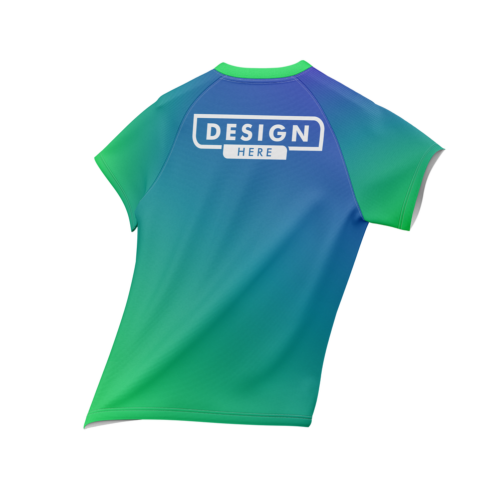 floating V neck raglan short sleeve tshirt jersey mockup back view psd