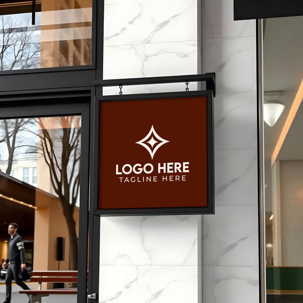 Outdoor Store Advertising Logo Sign Board Mockup psd