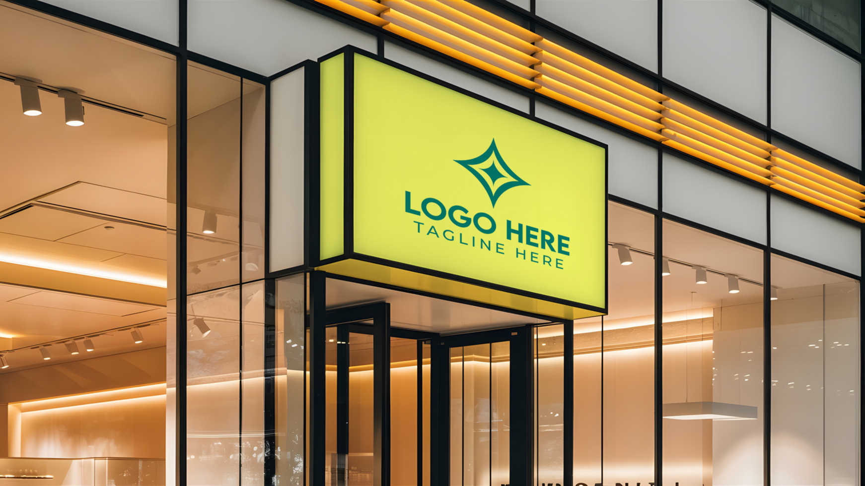Store Front Branding Sign Mockup psd