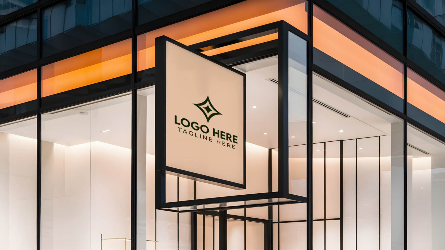 Shop Advertisement Signage Mockup psd