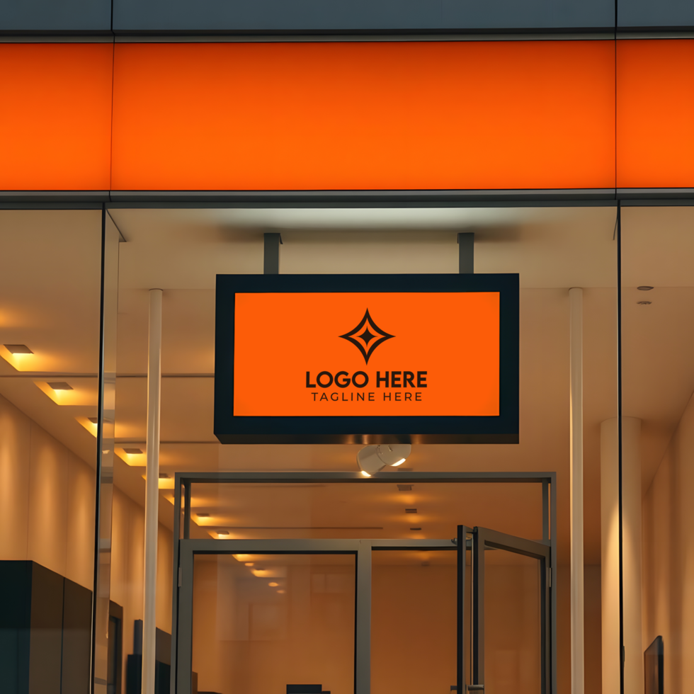 Outdoor Store Advertising Logo Signage Mockup psd