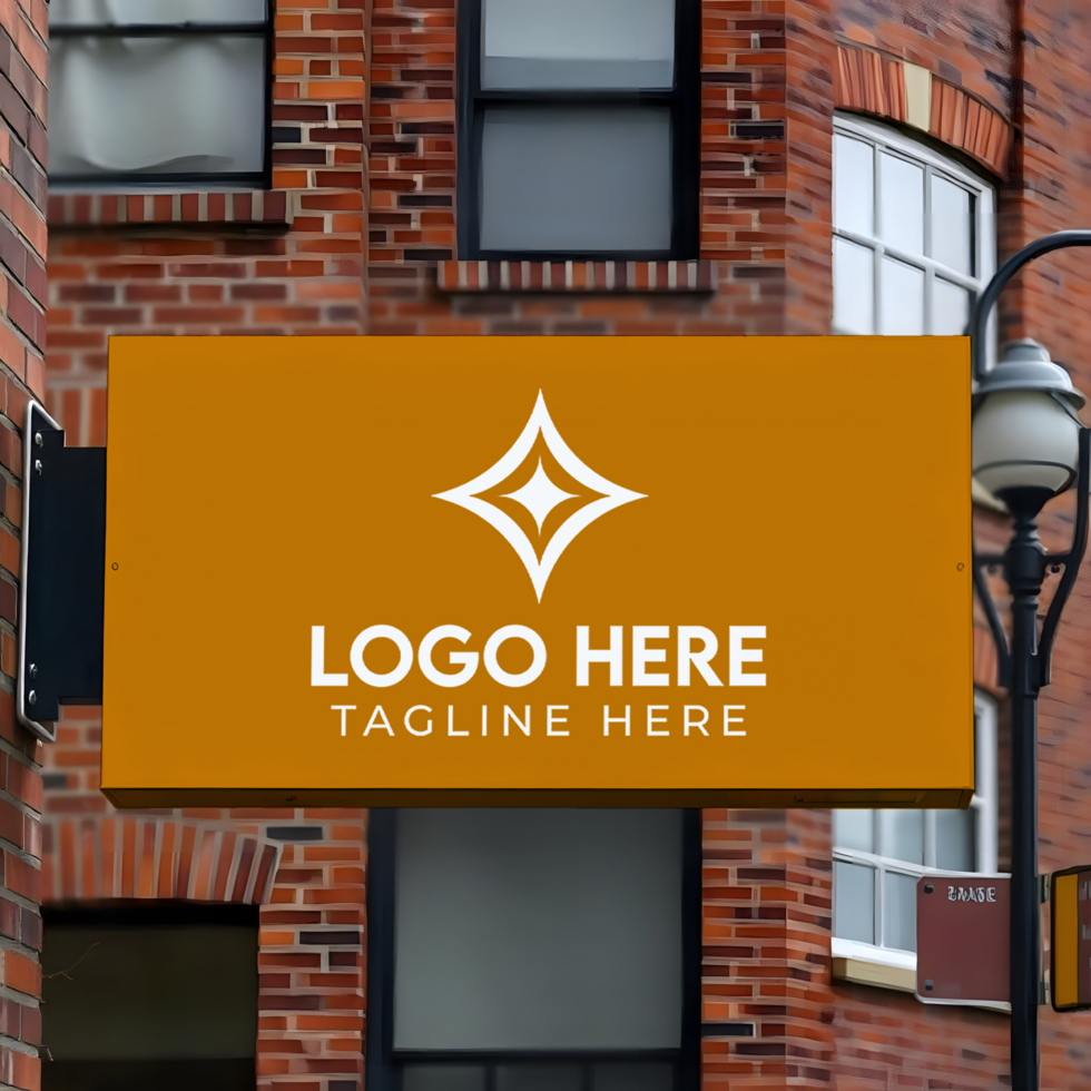 Outdoor Shop Front Sign Board Mockup psd