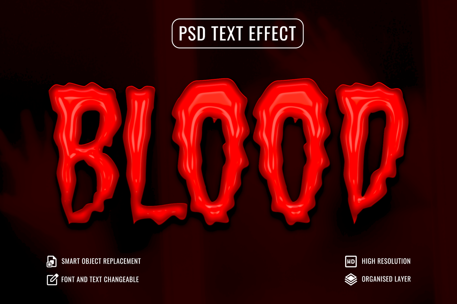 blood text effect with red horror font psd