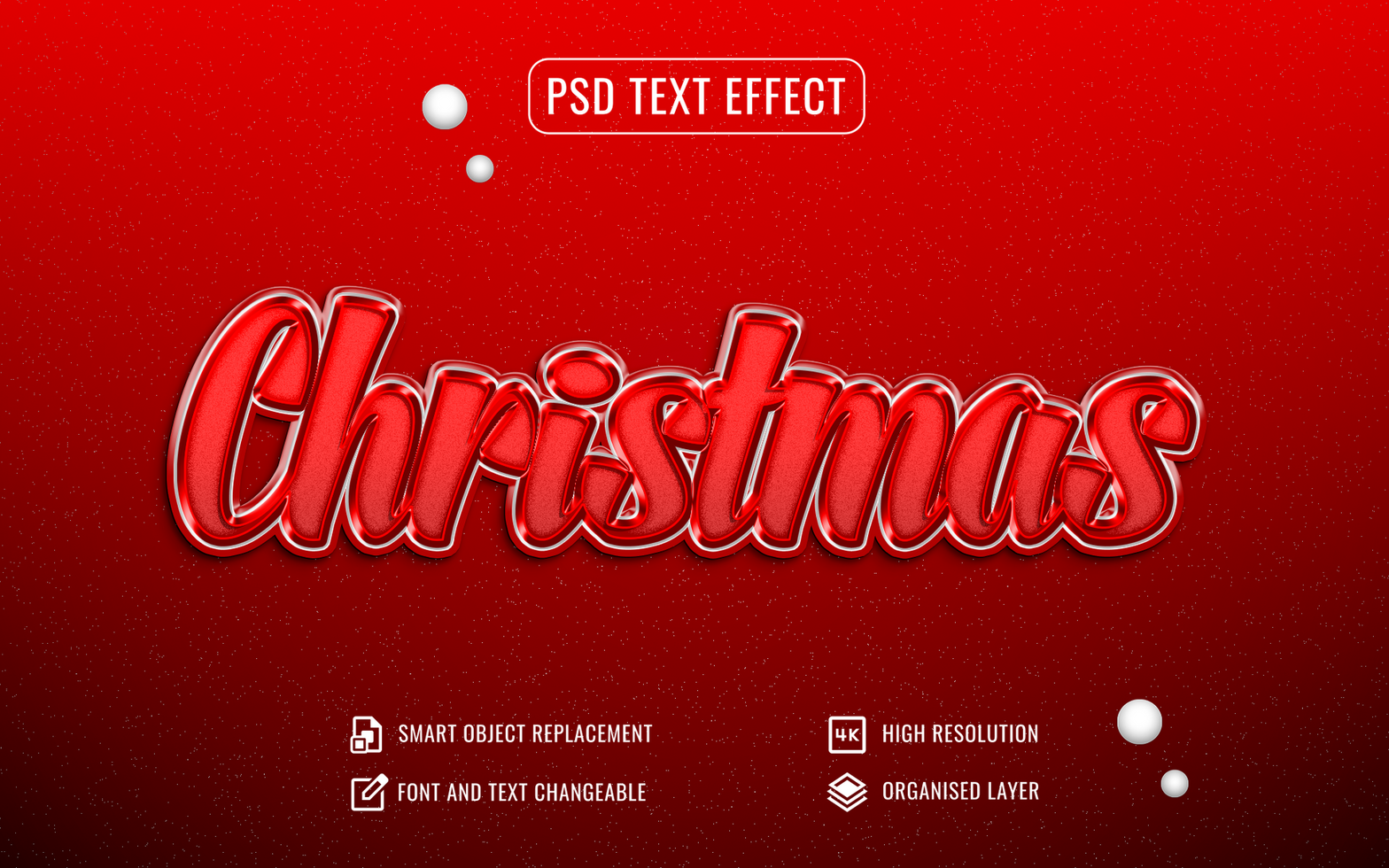 3d red shiny christmas luxury text effect psd