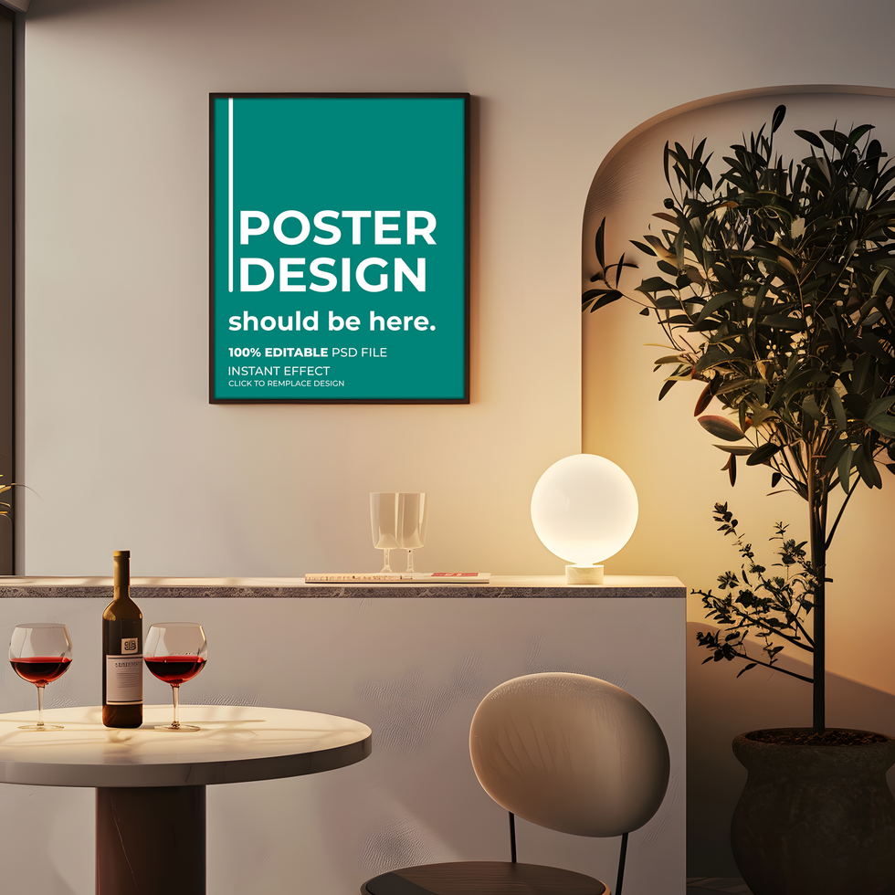 poster design in a modern kitchen psd