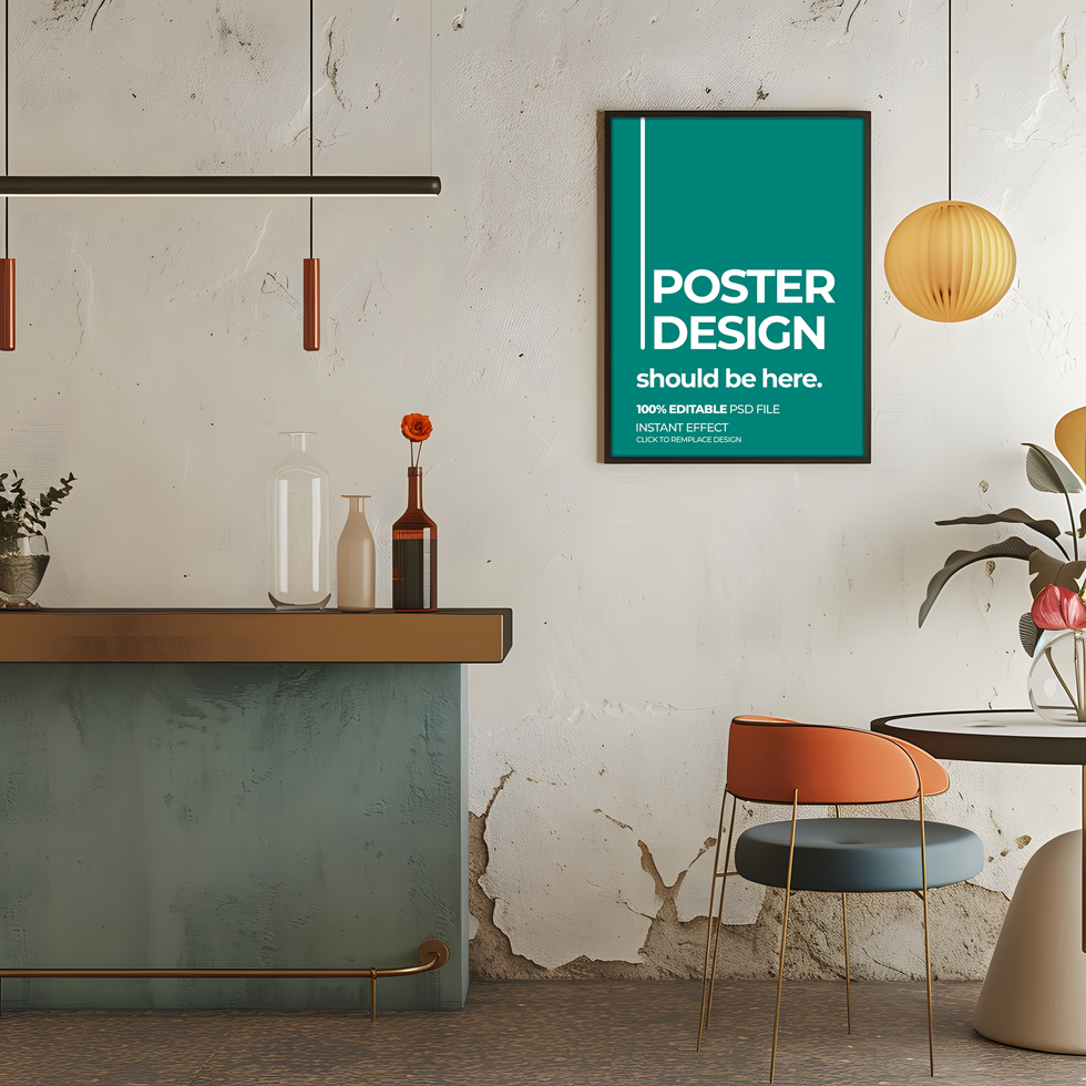 a poster mockup on a wall in a room psd