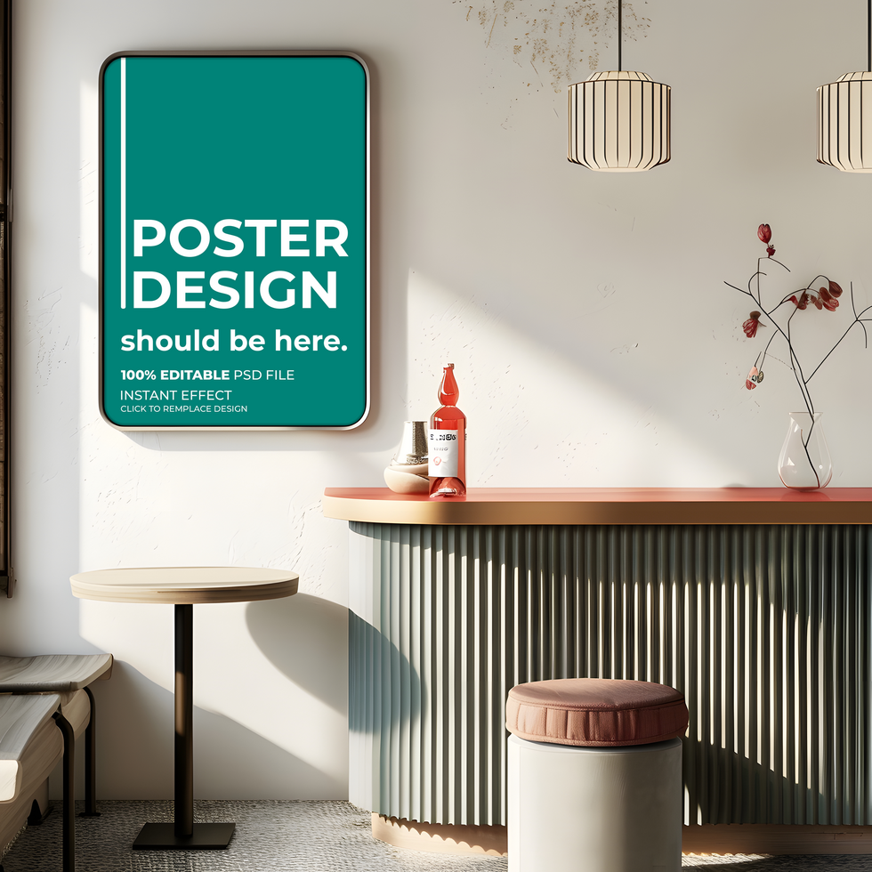 poster design in a modern restaurant psd