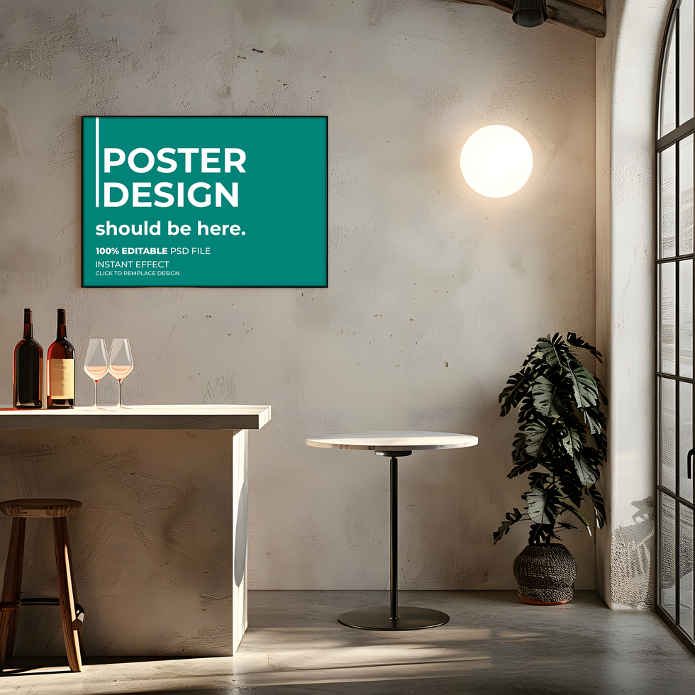 mockup of a bar with a poster mockup psd