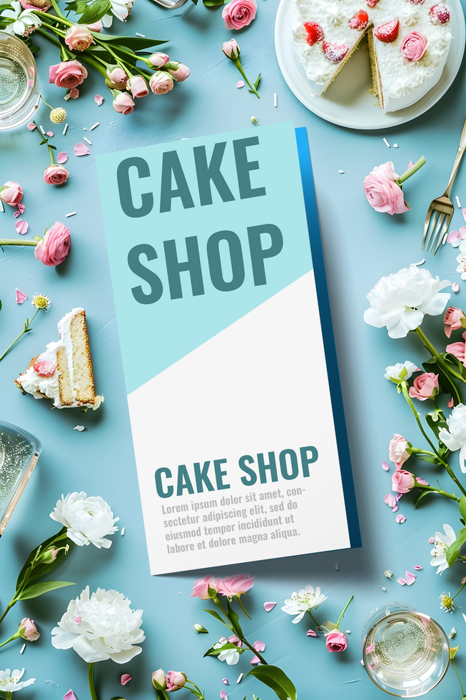 cake shop brochure mockup psd