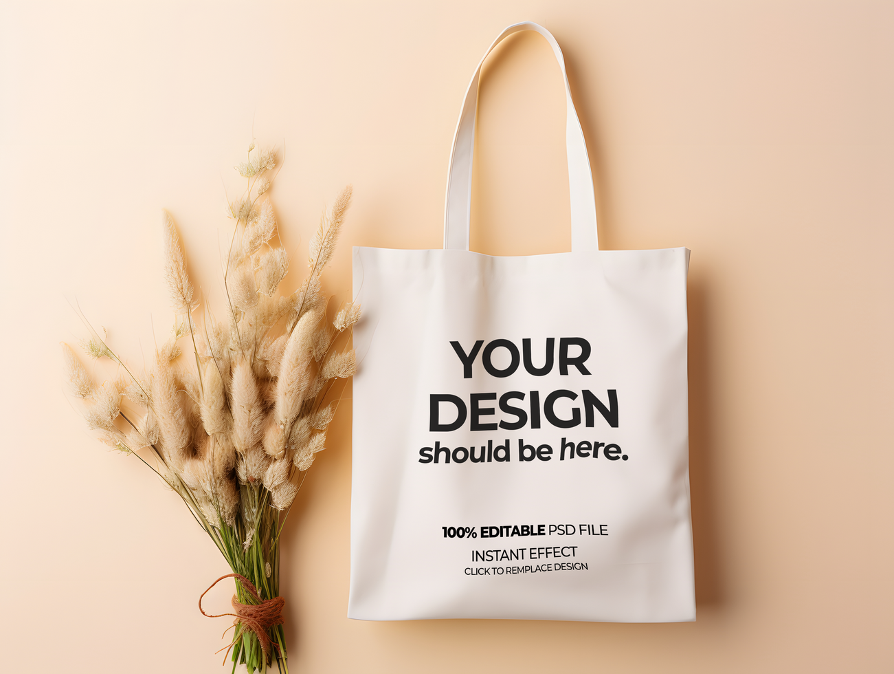 tote bag mockup with dried flowers on a beige background a2924-f01 psd