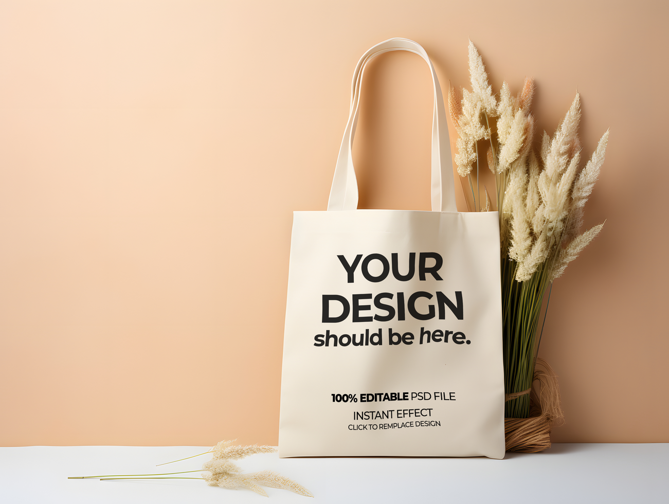 tote bag mockup on a beige background psd