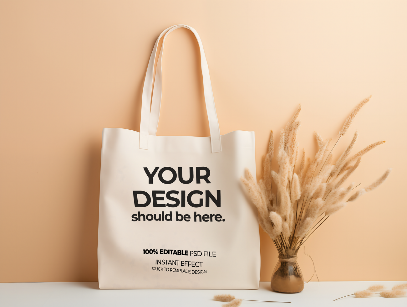 tote bag mockup on a beige background psd
