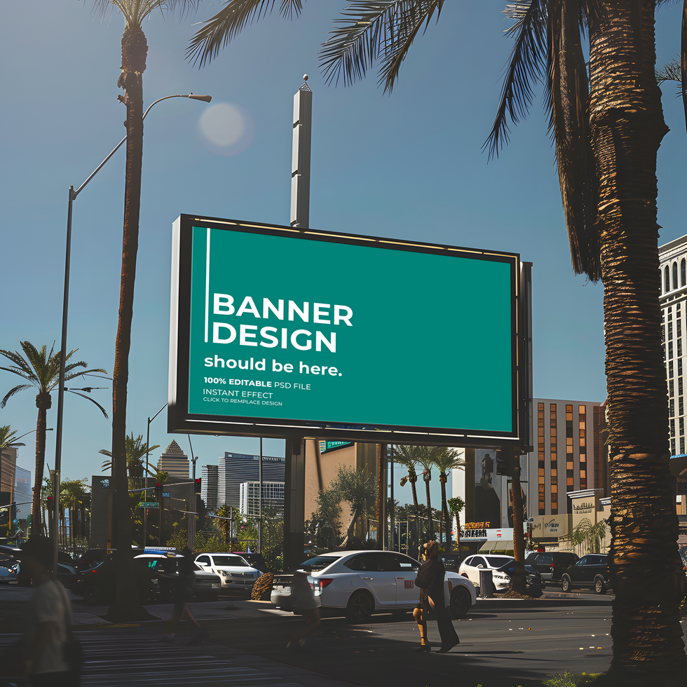 a billboard mockup on a street in las vegas psd
