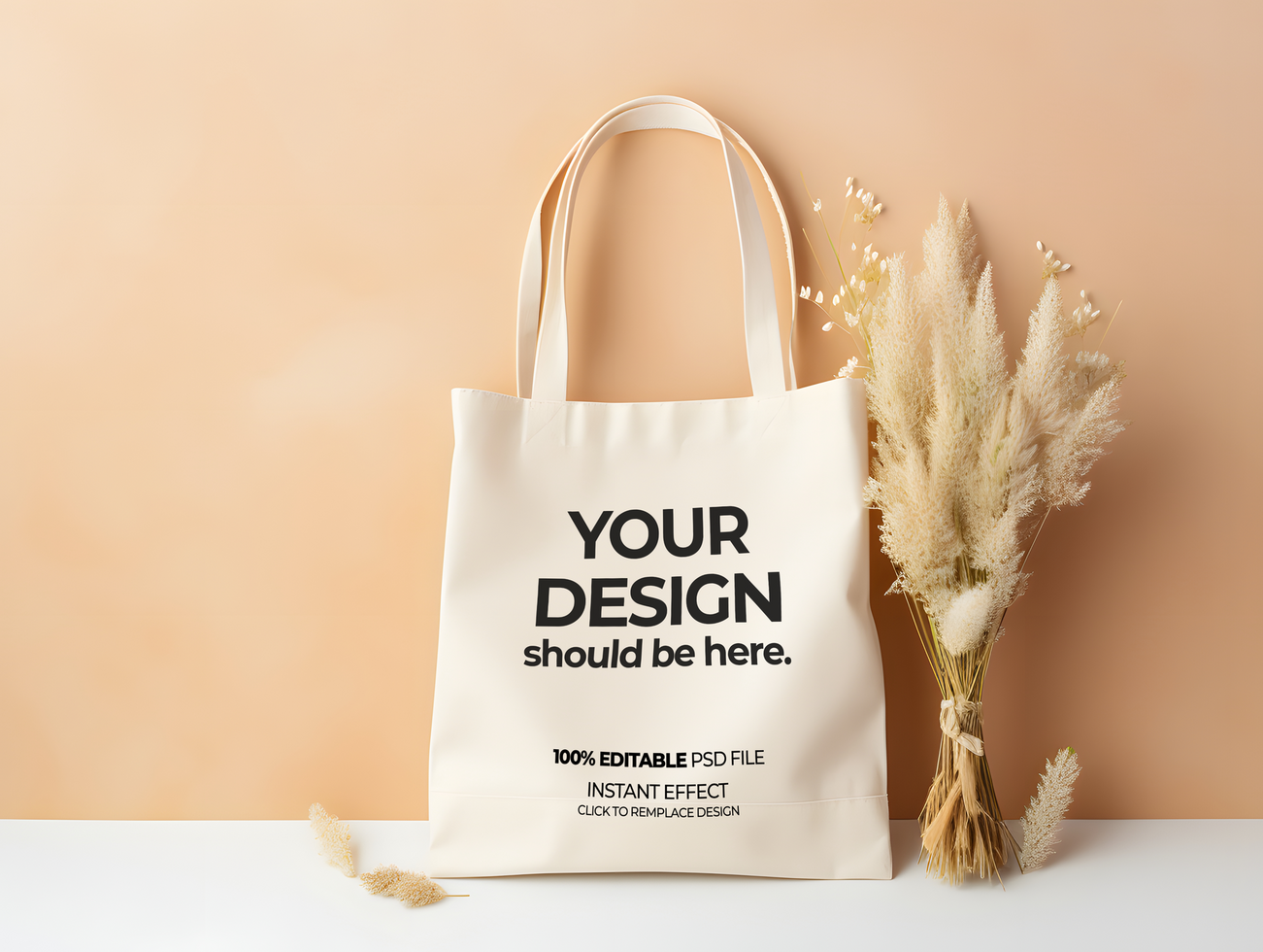 tote bag mockup on a beige background psd